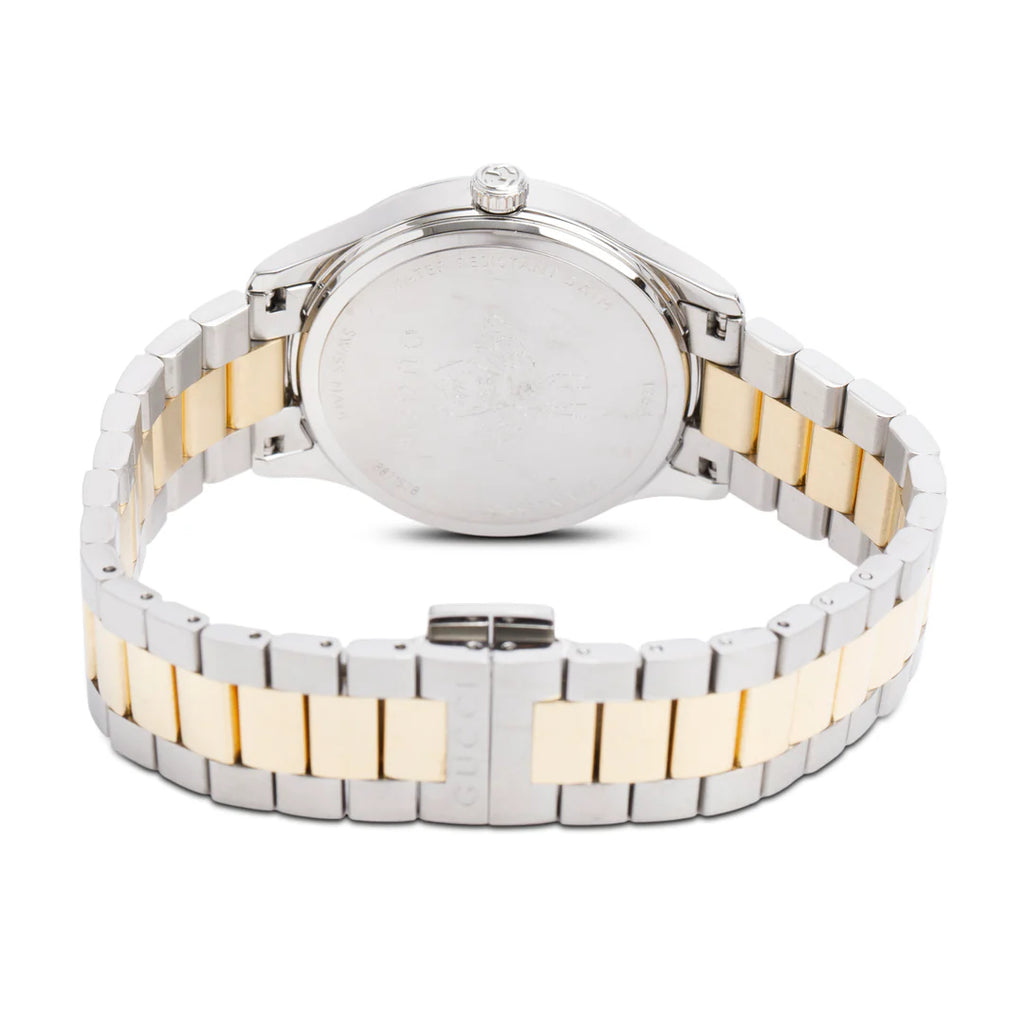 Stainless Steel &amp; 18k Yellow Gold G-Timeless 32 MM Quartz Watch Green Dial YA1265042 w/ Box
