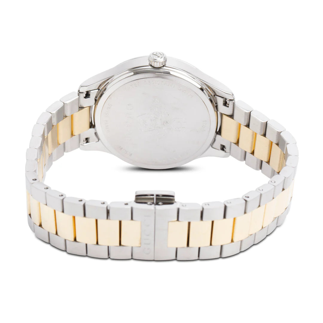 Stainless Steel &amp; 18k Yellow Gold G-Timeless 32 MM Quartz Watch Green Dial YA1265042 w/ Box