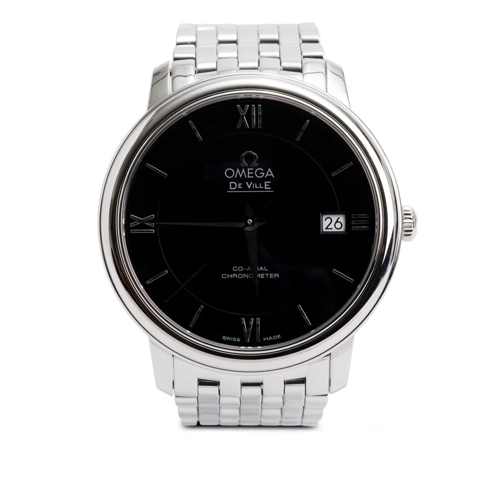 Stainless Steel De Ville Prestige 36.8 MM Automatic Watch Black Dial