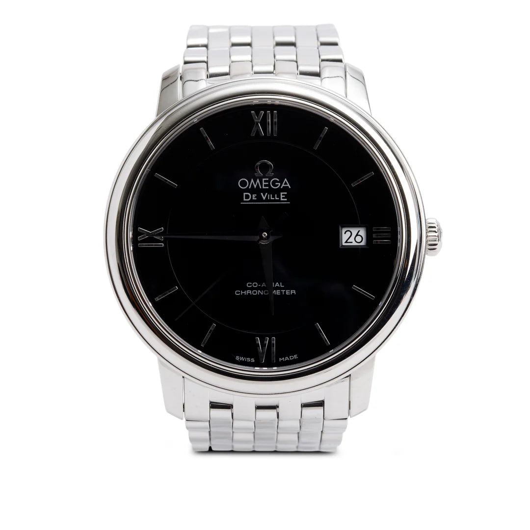 Stainless Steel De Ville Prestige 36.8 MM Automatic Watch Black Dial