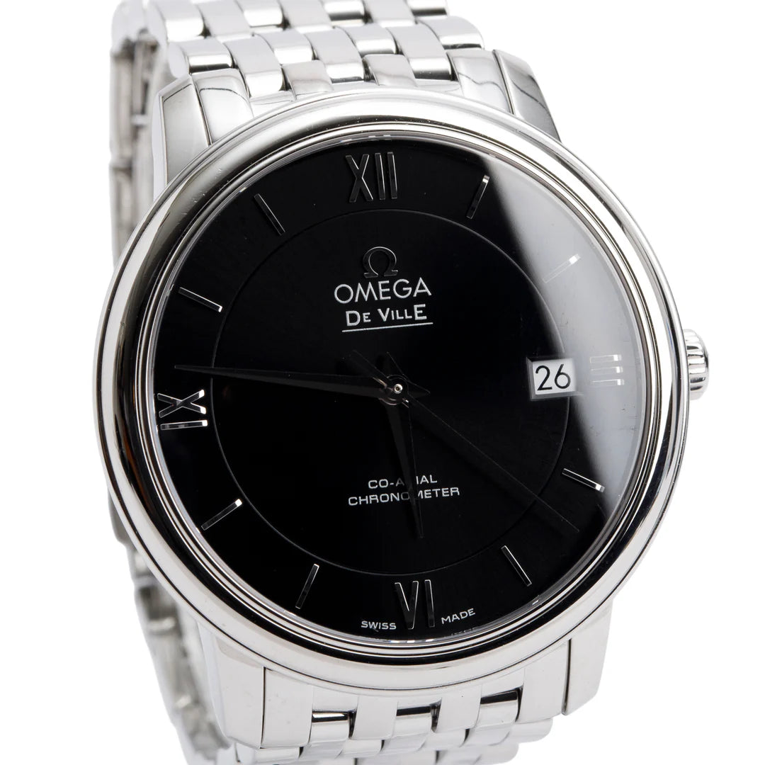 Stainless Steel De Ville Prestige 36.8 MM Automatic Watch Black Dial