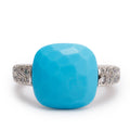 18k White Gold Turquoise &amp; Diamond Capri Ring, Size 4