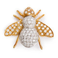 18k Yellow and White Gold Diamond Bee Pin Brooch