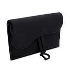 2022 Black Ultra Matte Calfskin Saddle Chain Wallet Pouch w/ Box