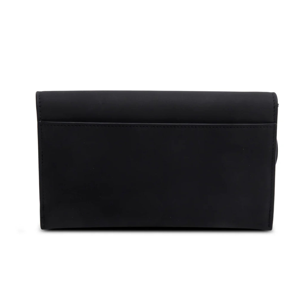 2022 Black Ultra Matte Calfskin Saddle Chain Wallet Pouch w/ Box