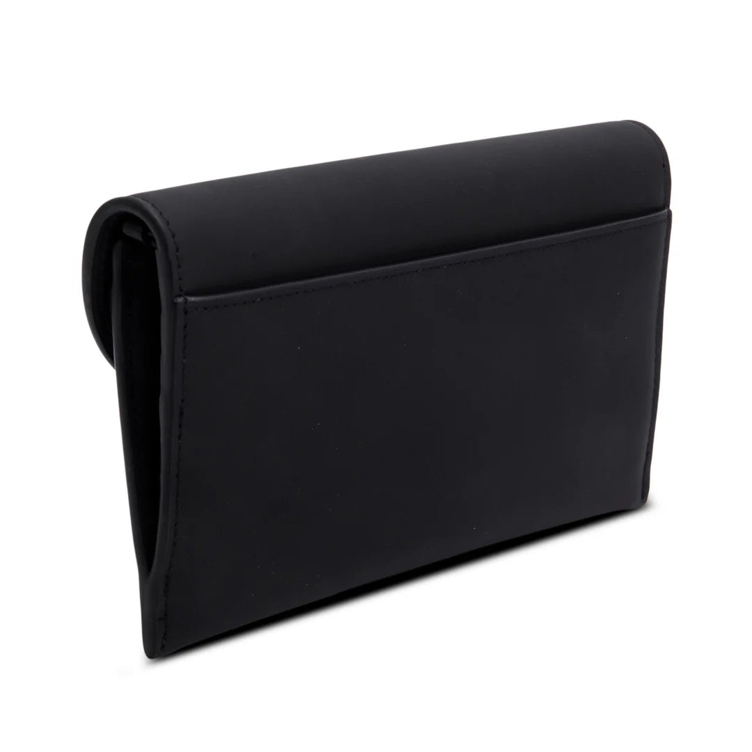 2022 Black Ultra Matte Calfskin Saddle Chain Wallet Pouch w/ Box