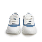 Blue Denim White Calfskin Bouncing Sneakers, Size 37