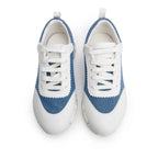 Blue Denim White Calfskin Bouncing Sneakers, Size 37