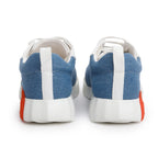 Blue Denim White Calfskin Bouncing Sneakers, Size 37
