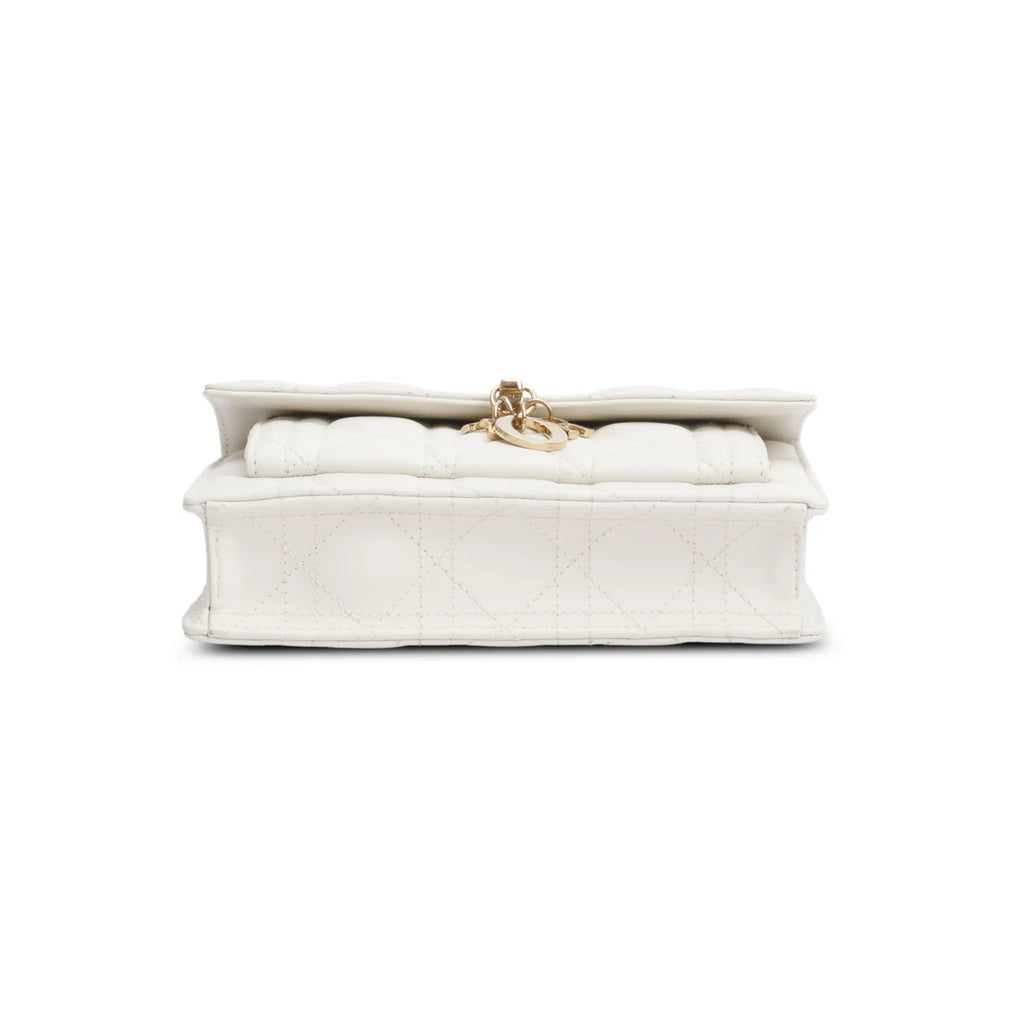 2022 White Lambskin Cannage My Dior Daily Chain Pouch