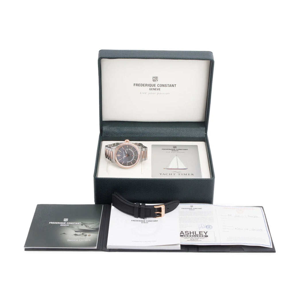 2023 Rose Gold PVD &amp; Stainless Steel Yacht Timer GMT 42 MM Automatic Watch Grey Dial w/ Box &amp; Papers