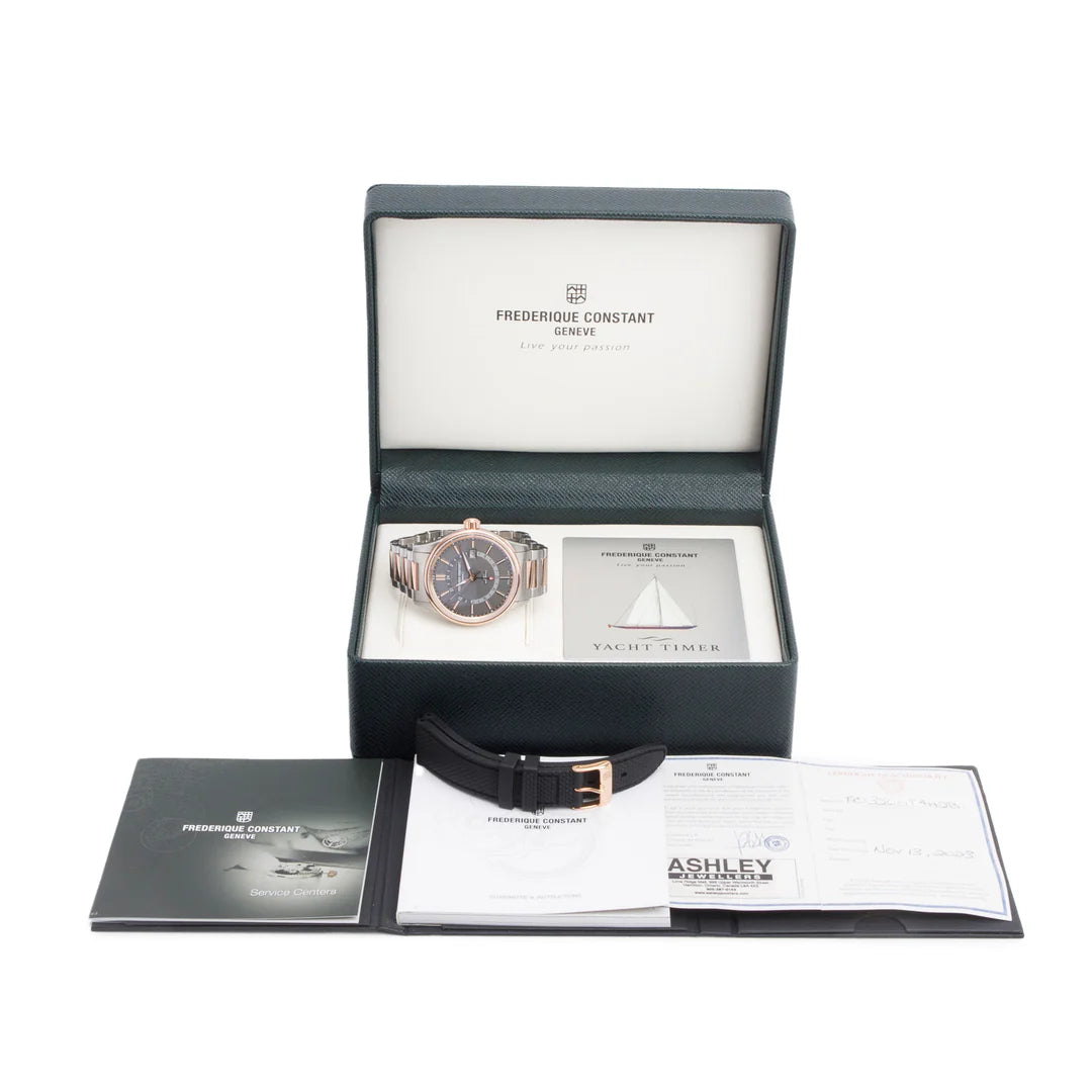 2023 Rose Gold PVD &amp; Stainless Steel Yacht Timer GMT 42 MM Automatic Watch Grey Dial w/ Box &amp; Papers
