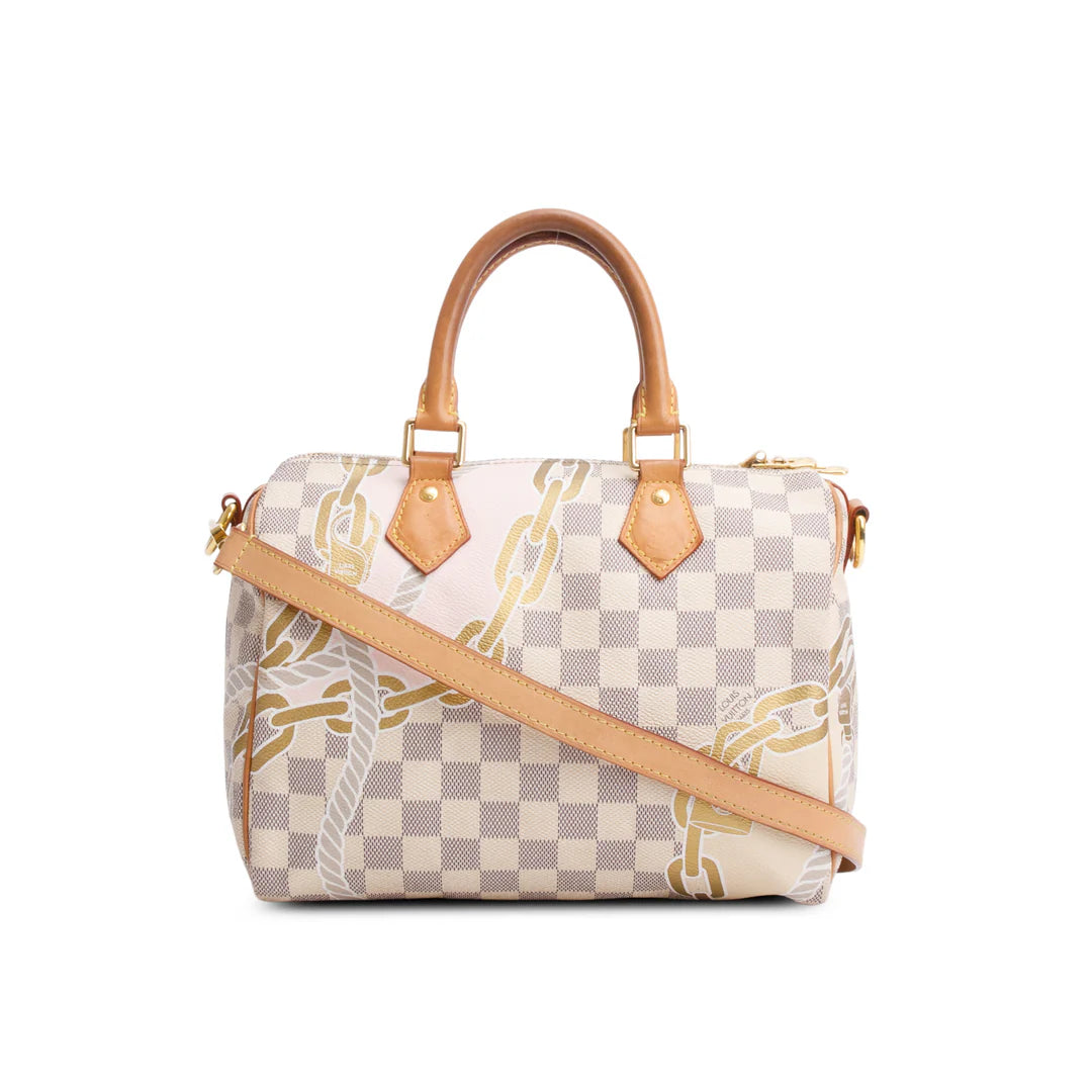 Nautical Damier Azur Speedy Bandouliere 25 w/ Strap