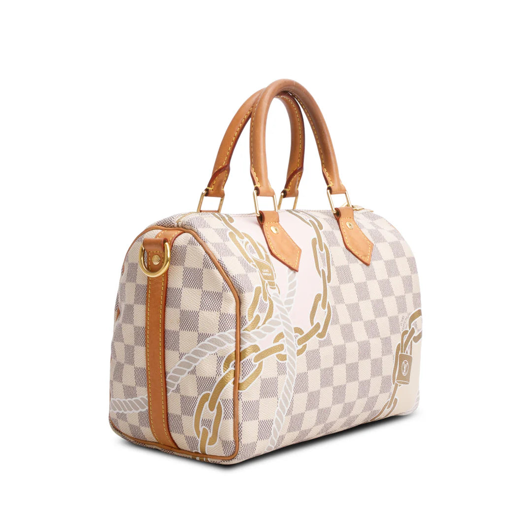 Nautical Damier Azur Speedy Bandouliere 25 w/ Strap