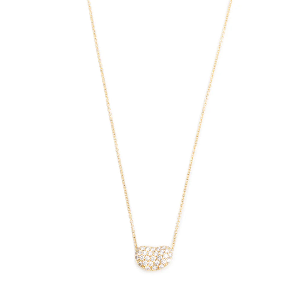 2023 Elsa Peretti 18k Yellow Gold Diamond 12 MM Bean Pendant Necklace w/ Box &amp; Receipt