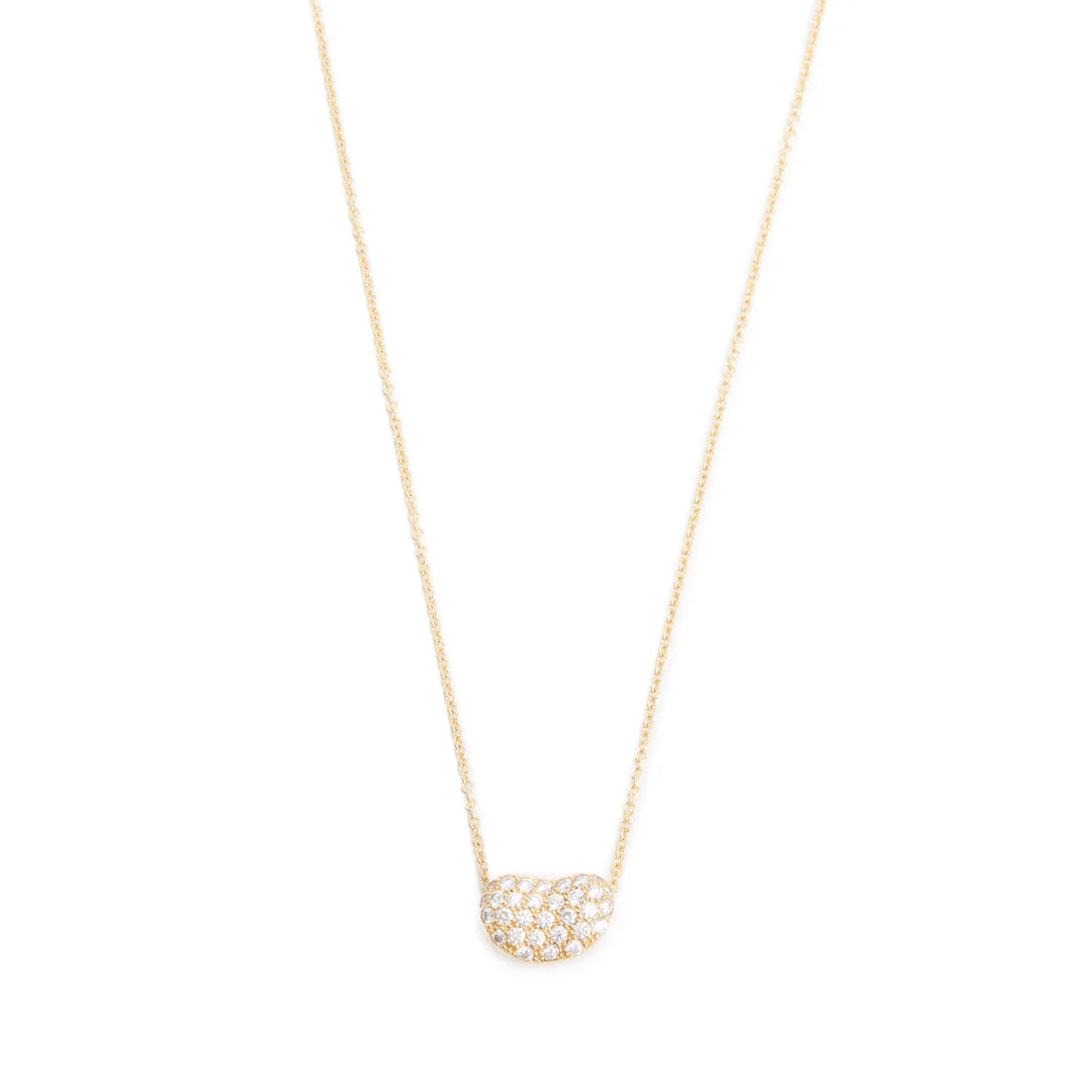 2023 Elsa Peretti 18k Yellow Gold Diamond 12 MM Bean Pendant Necklace w/ Box &amp; Receipt