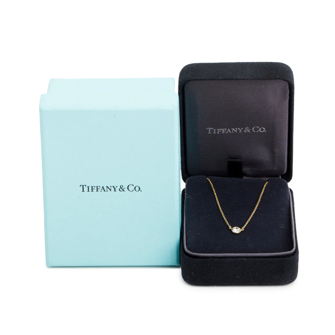 Vintage Elsa Peretti 18k Yellow Gold 0.23 ct. Diamonds by the Yard Pendant Necklace w/ Box