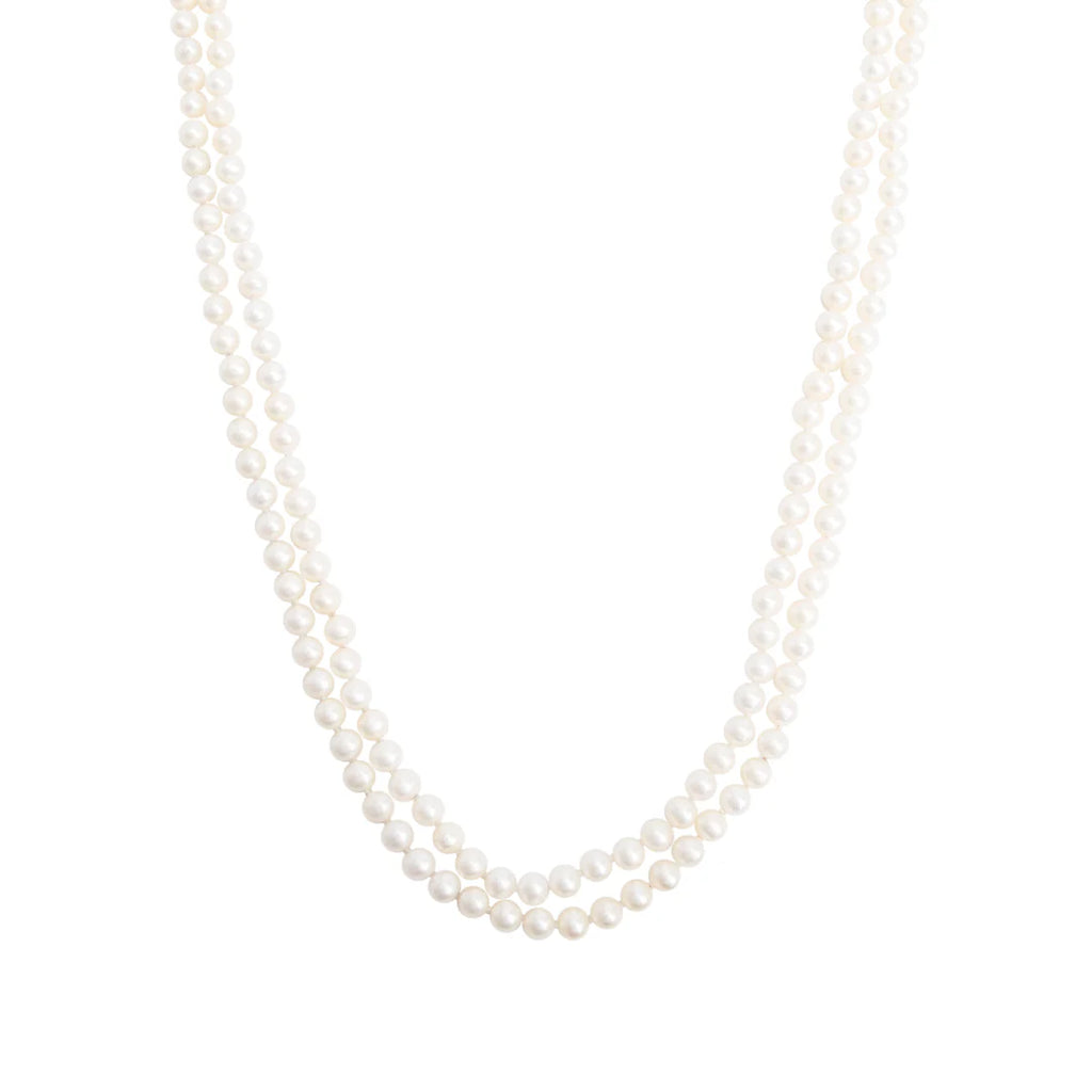 Sterling Silver Ziegfeld 7-8 MM Long Pearl Necklace, 84" w/ Case