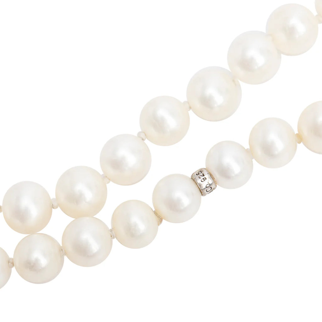 Sterling Silver Ziegfeld 7-8 MM Long Pearl Necklace, 84" w/ Case