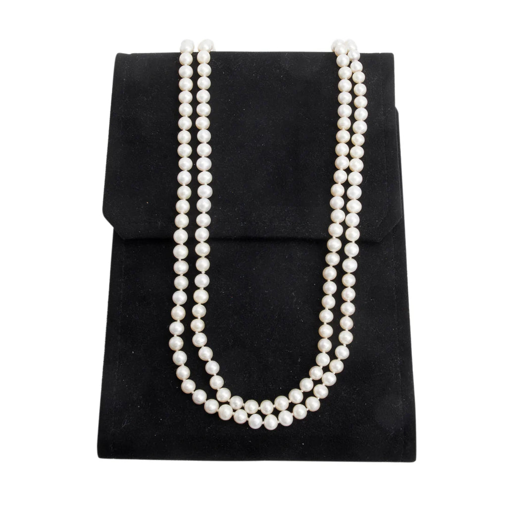 Sterling Silver Ziegfeld 7-8 MM Long Pearl Necklace, 84" w/ Case