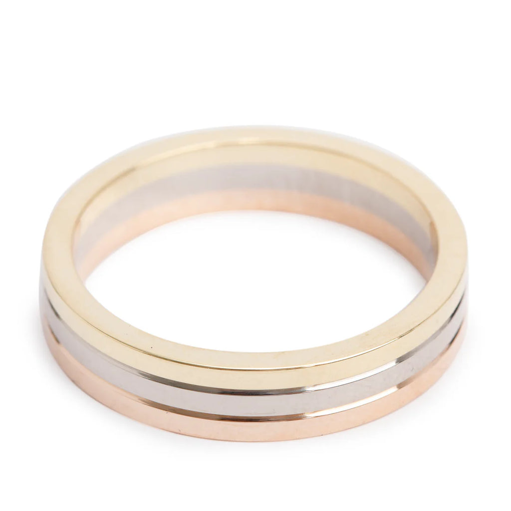 18k Tri-Gold Vendome Louis 4.8 MM Wedding Band Ring, Size 61 9.75 w/ Certificate
