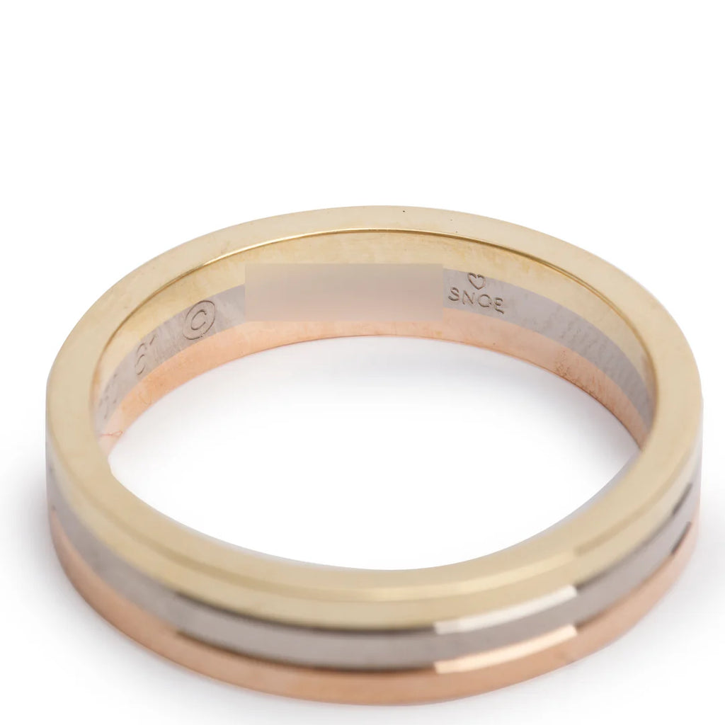 18k Tri-Gold Vendome Louis 4.8 MM Wedding Band Ring, Size 61 9.75 w/ Certificate