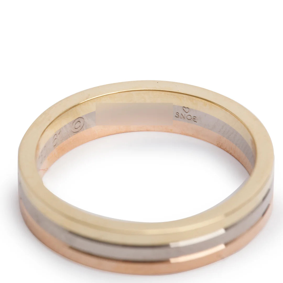 18k Tri-Gold Vendome Louis 4.8 MM Wedding Band Ring, Size 61 9.75 w/ Certificate