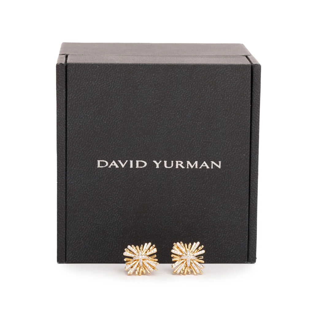 18k Yellow Gold Diamond Angelika Four Points Stud Earrings w/ Box