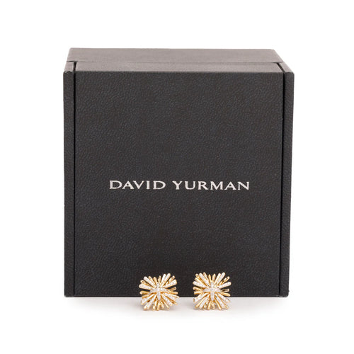 18k Yellow Gold Diamond Angelika Four Points Stud Earrings w/ Box