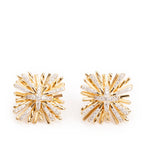 18k Yellow Gold Diamond Angelika Four Points Stud Earrings w/ Box