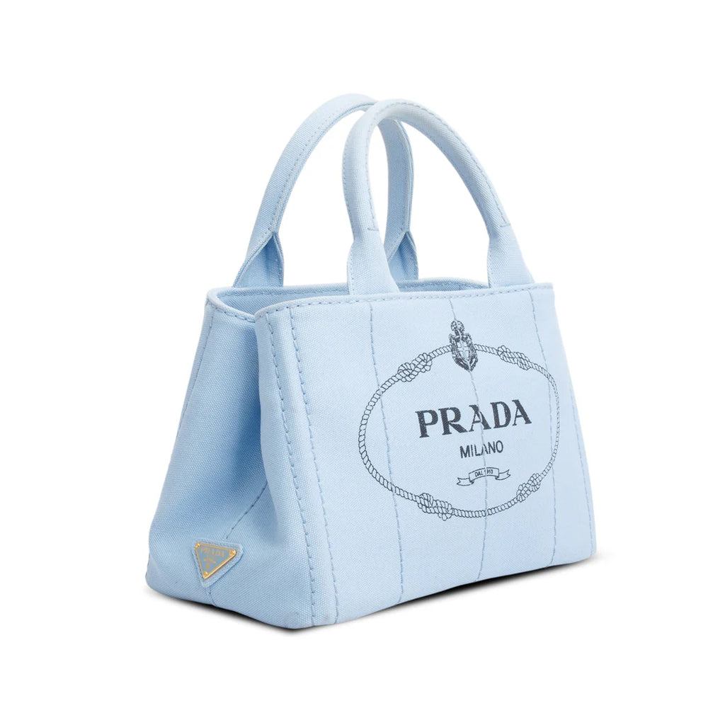 Blue Canvas Small Canapa Logo Tote w/ Strap &amp; Authenticity Card