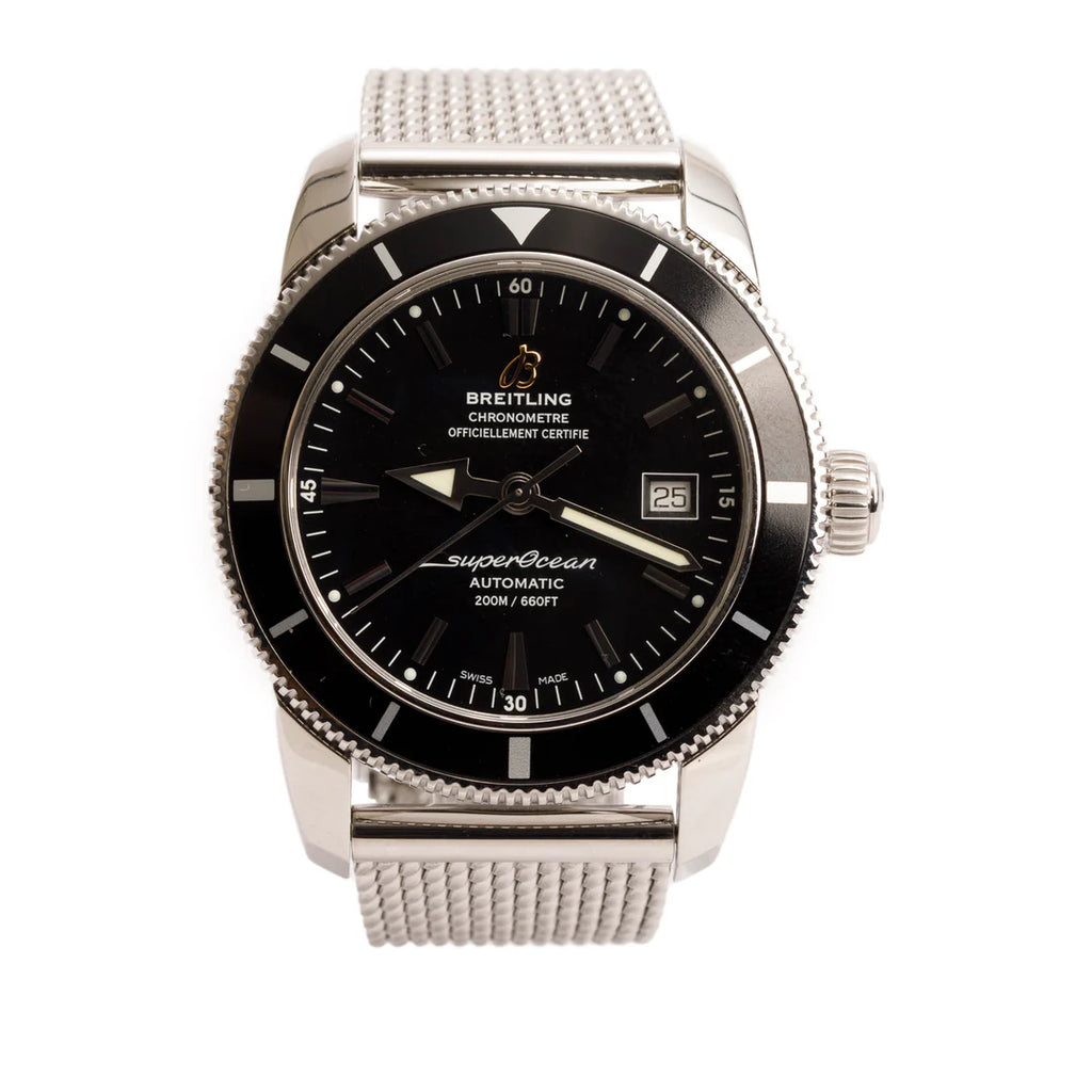 Stainless Steel Superocean Heritage 42 MM Automatic Watch Black Dial A17321 w/ Box &amp; Papers