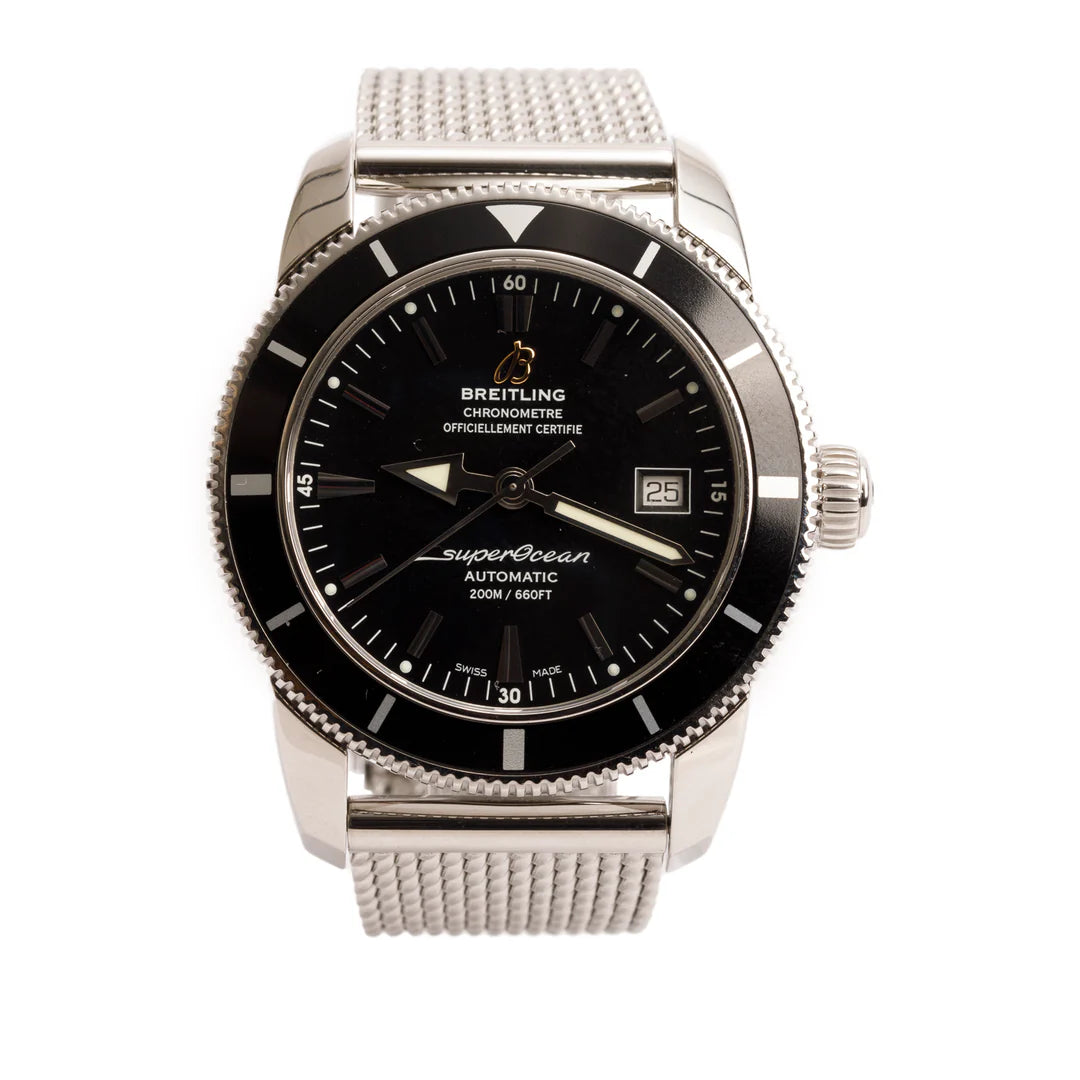 Stainless Steel Superocean Heritage 42 MM Automatic Watch Black Dial A17321 w/ Box &amp; Papers