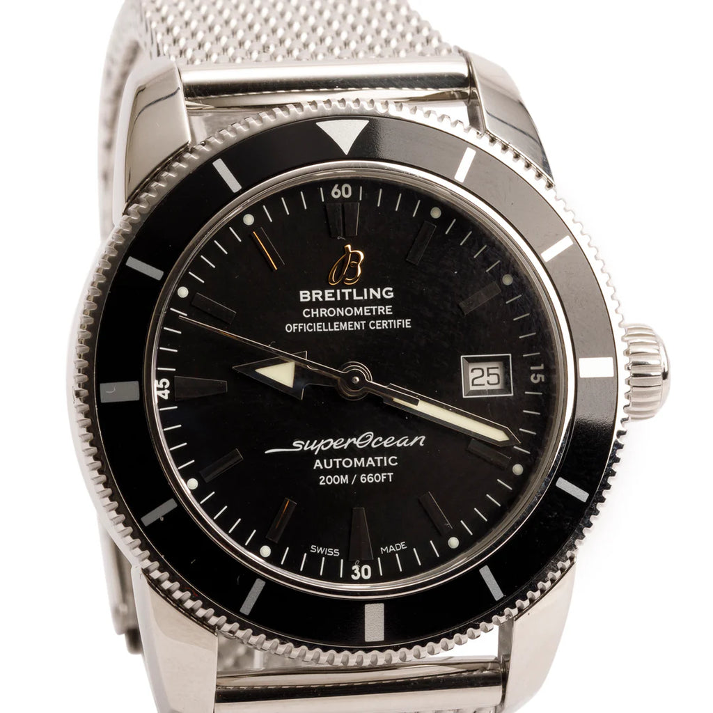 Stainless Steel Superocean Heritage 42 MM Automatic Watch Black Dial A17321 w/ Box &amp; Papers