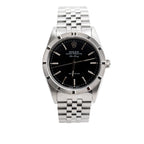 Stainless Steel Oyster Perpetual Engine Turned Bezel Air King 34 MM Watch Black Dial 14010