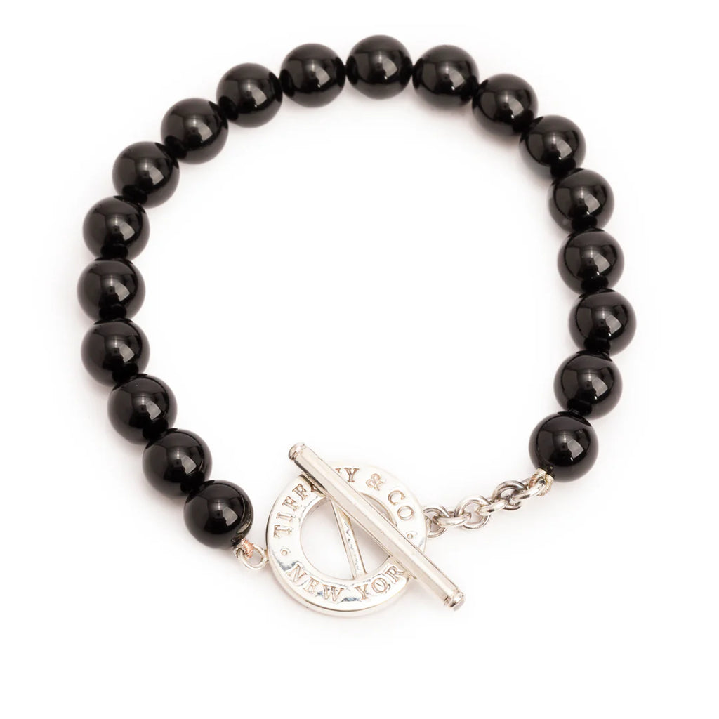Sterling Silver Black Onyx Bead Toggle Bracelet