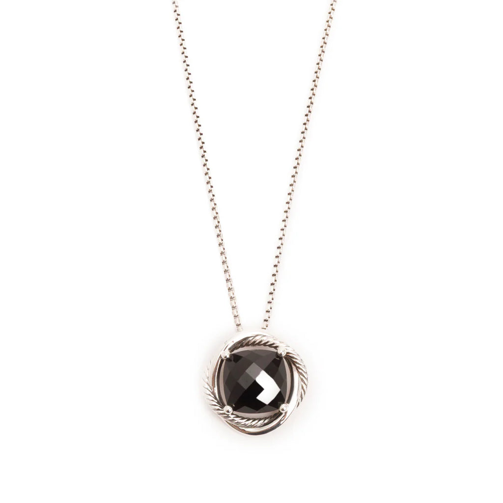 Sterling Silver Onyx Infinity Pendant Necklace