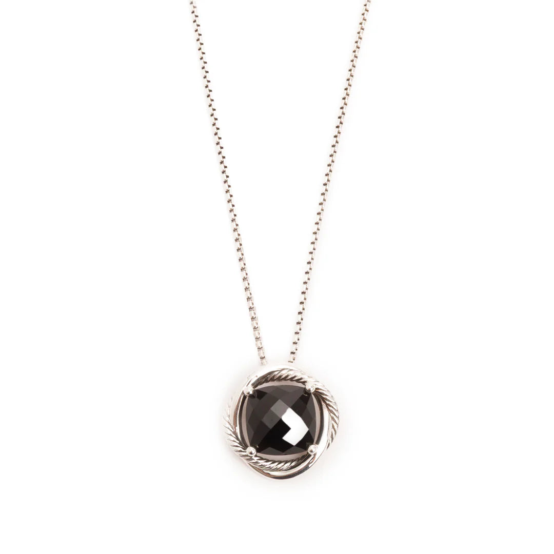 Sterling Silver Onyx Infinity Pendant Necklace