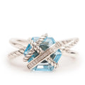 Sterling Silver Topaz &amp; Diamond Cable Wrap Ring 11 MM, Size 7.75