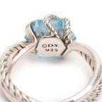 Sterling Silver Topaz &amp; Diamond Cable Wrap Ring 11 MM, Size 7.75