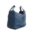 Blue Calfskin Leather Medium Hammock Bag