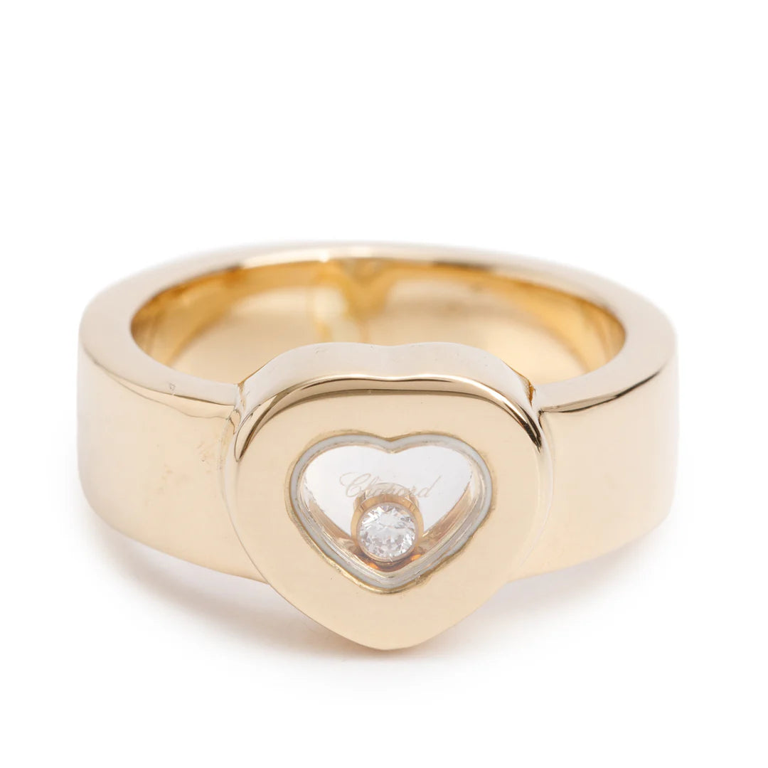 18k Yellow Gold Happy Diamonds Heart Cocktail Ring, Size 4.75
