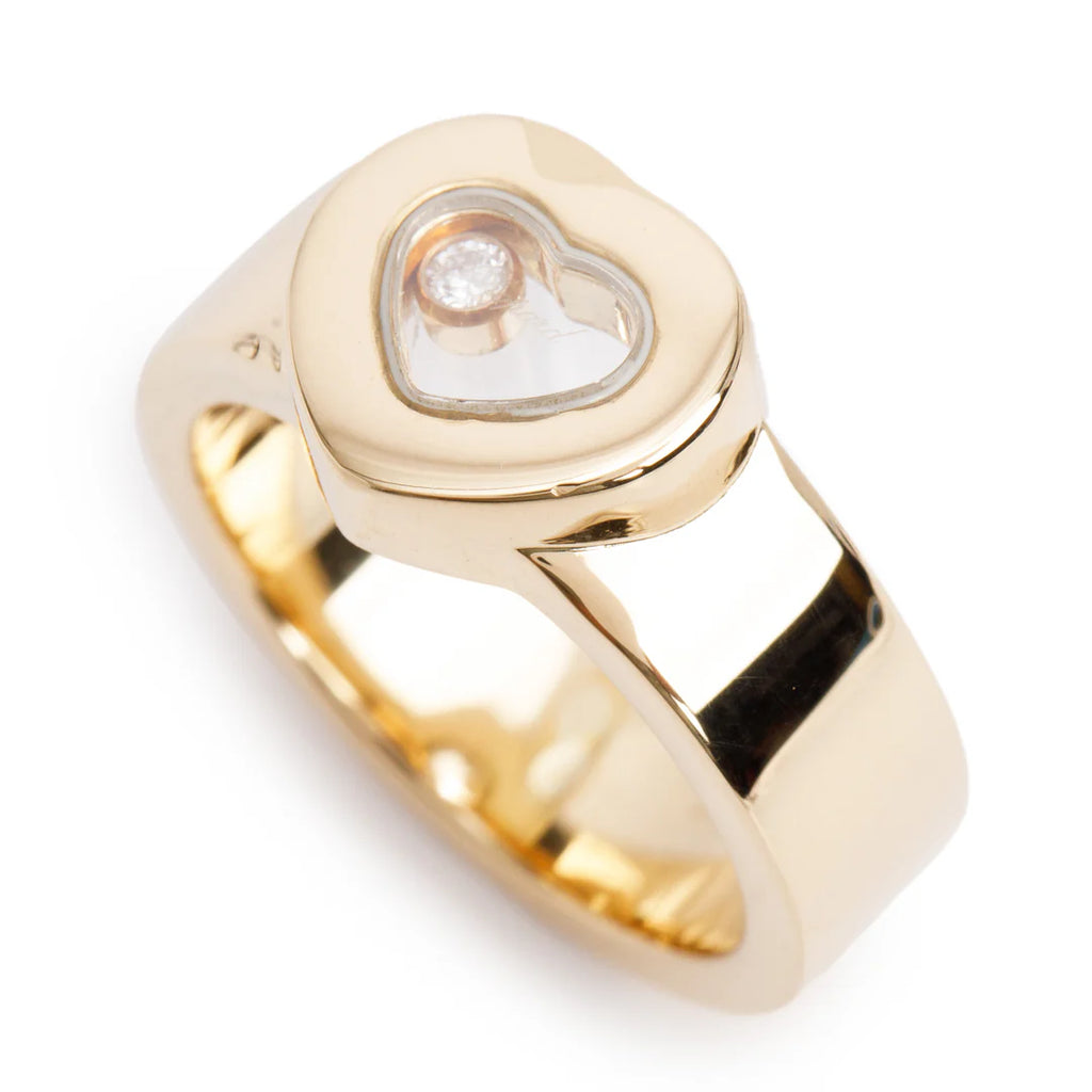 18k Yellow Gold Happy Diamonds Heart Cocktail Ring, Size 4.75