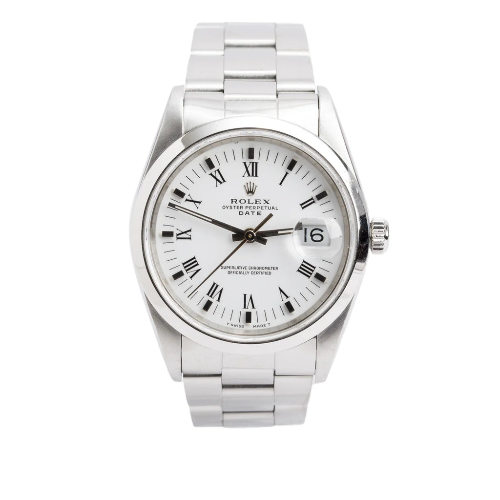 Stainless Steel Oyster Perpetual Date 34 MM Watch White Dial 15200 w/ Box
