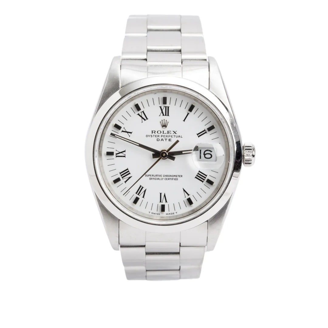 Stainless Steel Oyster Perpetual Date 34 MM Watch White Dial 15200 w/ Box