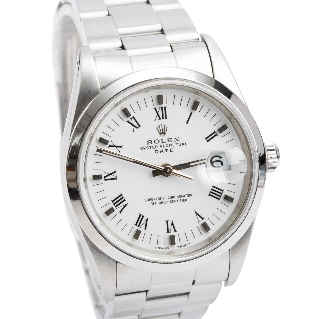 Stainless Steel Oyster Perpetual Date 34 MM Watch White Dial 15200 w/ Box