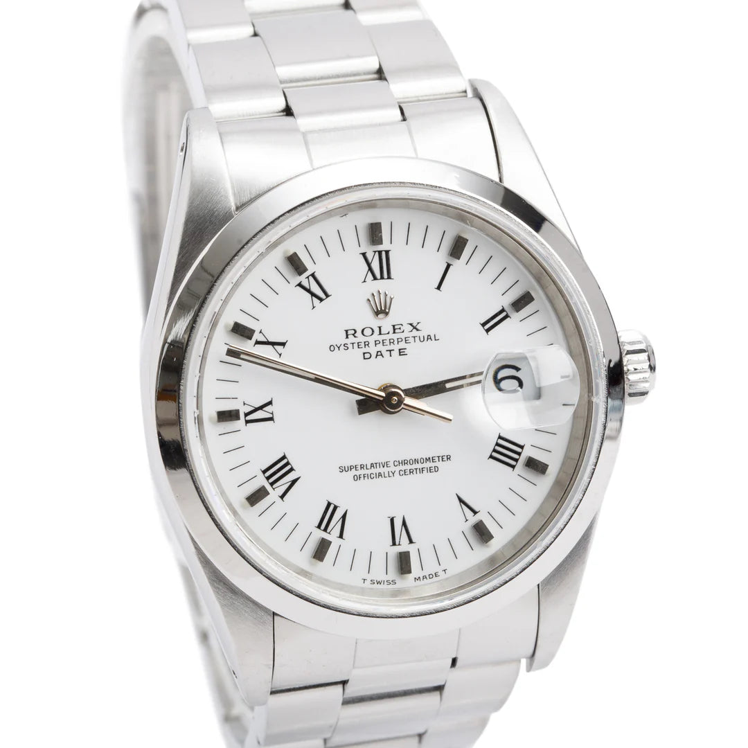 Stainless Steel Oyster Perpetual Date 34 MM Watch White Dial 15200 w/ Box