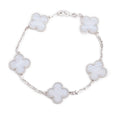 2023 18k White Gold Vintage Alhambra 5 Motif Chalcedony Bracelet w/ Pouch &amp; Receipt