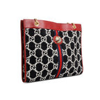 Black Tweed GG Monogram Large Rajah Chain Tote w/ Pouch
