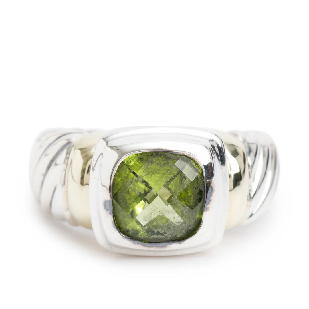 Sterling Silver &amp; 14k Yellow Gold Peridot Noblesse Cocktail Ring, Size 6